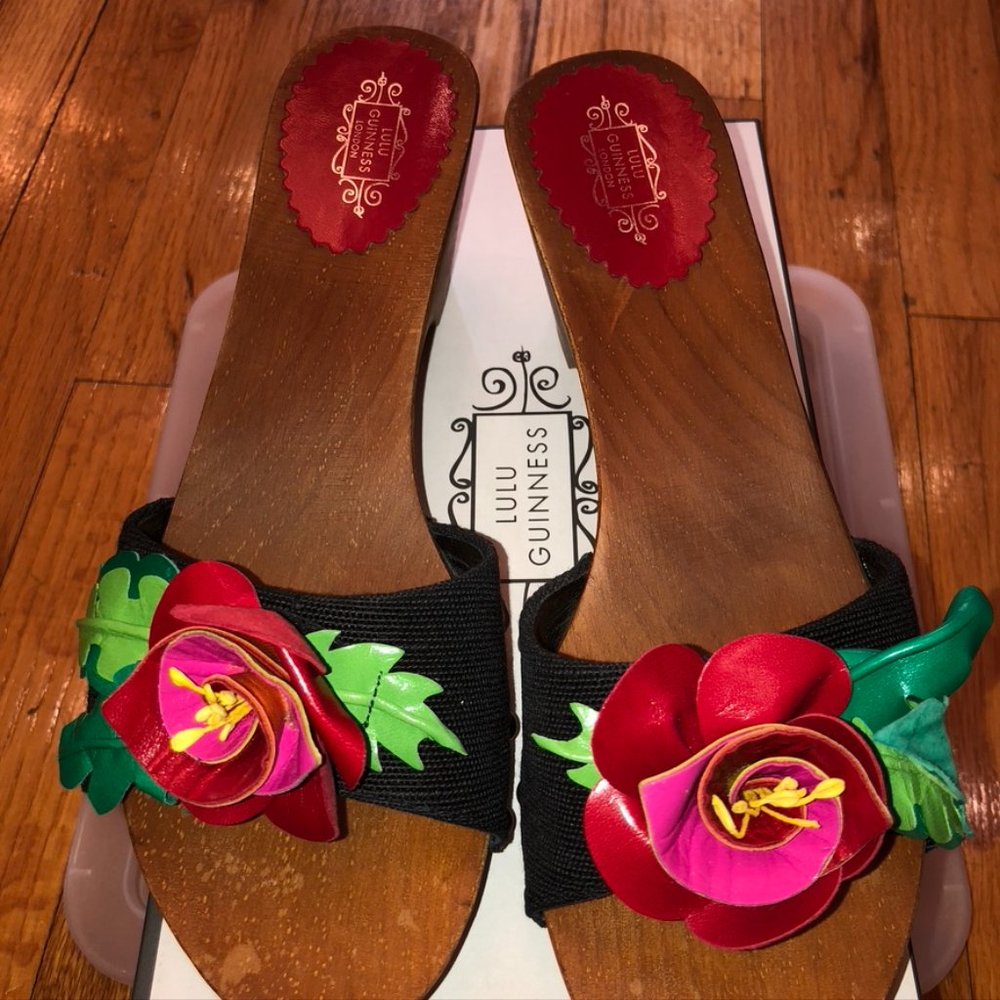 Lulu Guinness London Lara Black Sandals Size 8